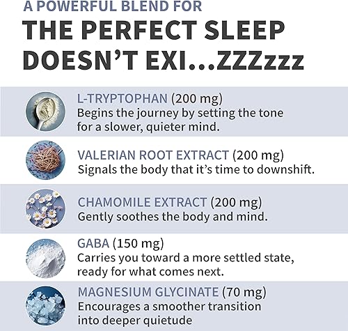 Miniatura 2 de Cápsulas de apoyo para dormir 12 en 1, suplemento para dormir sin melatonina y sin hábito con una mezcla equilibrada de magnesio, Ashwagandha,