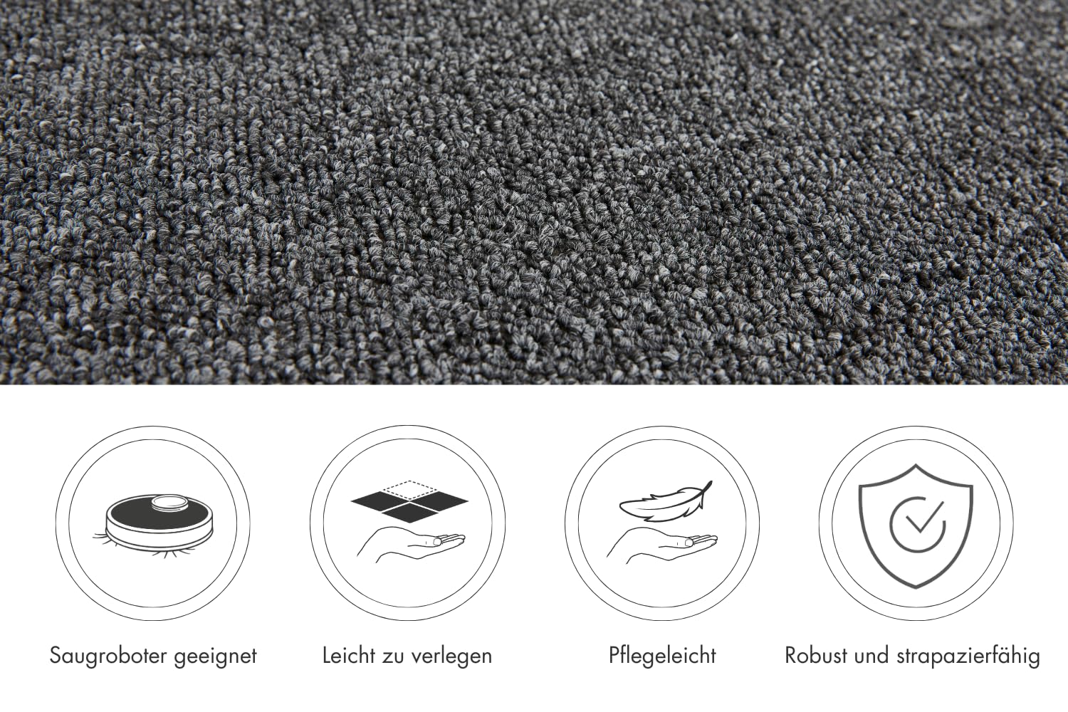 Misento Alfombra Henry Auslegware por metros, suelo para uso privado, color antracita, 400 x 400 cm