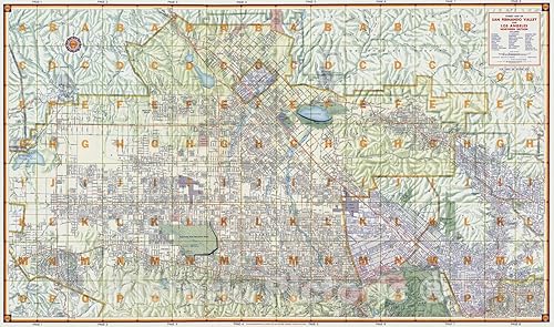 Mapa histórico - Atlas Nacional - Mapa de calle 1956 del valle de San Fernando y sección norte de Los Ángeles. - Arte de pared vintage - 41 x 24