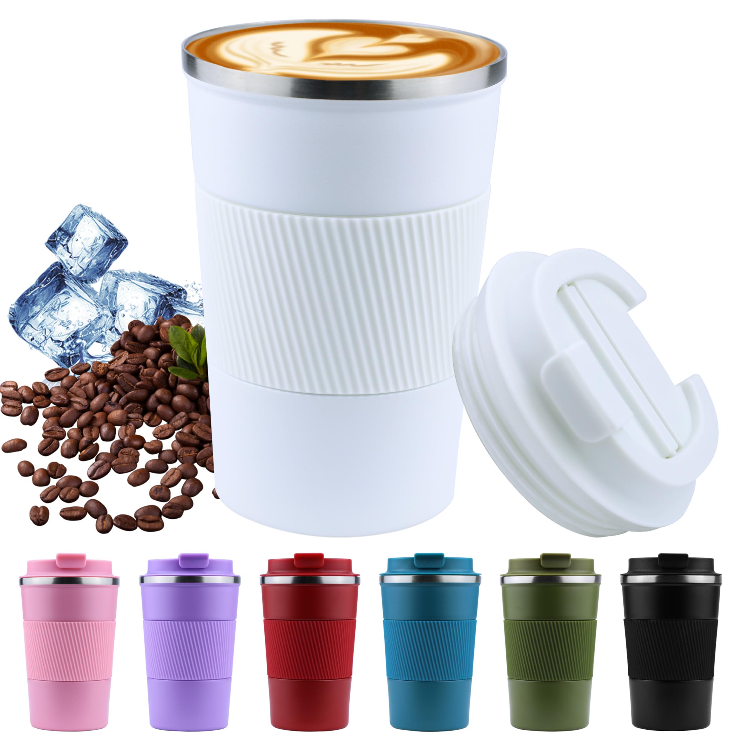 Tazza Termica Da Viaggio In Acciaio Inox 470ml Con Cannuccia - Bicchiere Termico Per Caffè, Anti-perdite E Portabile - Colore Nero - 5