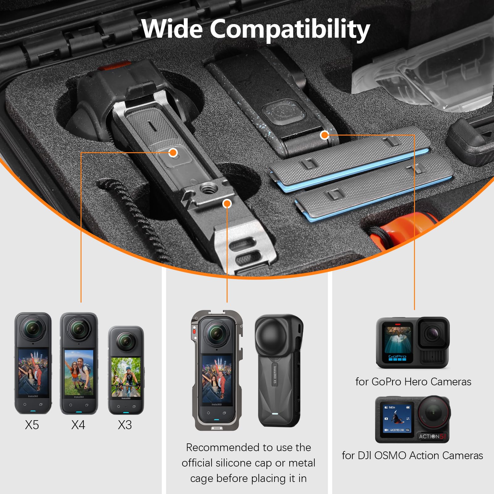 AMAZEAR Härtefall für Insta360 X5 / X4 Air Kamera und Zubehör, wasserdichte Schutzhülle im Hartschalen-Design, Speziell für das Insta 360 X5/X4 Air Diving Combo Kit entwickelt,13,8Zoll-Schutzhülle v2