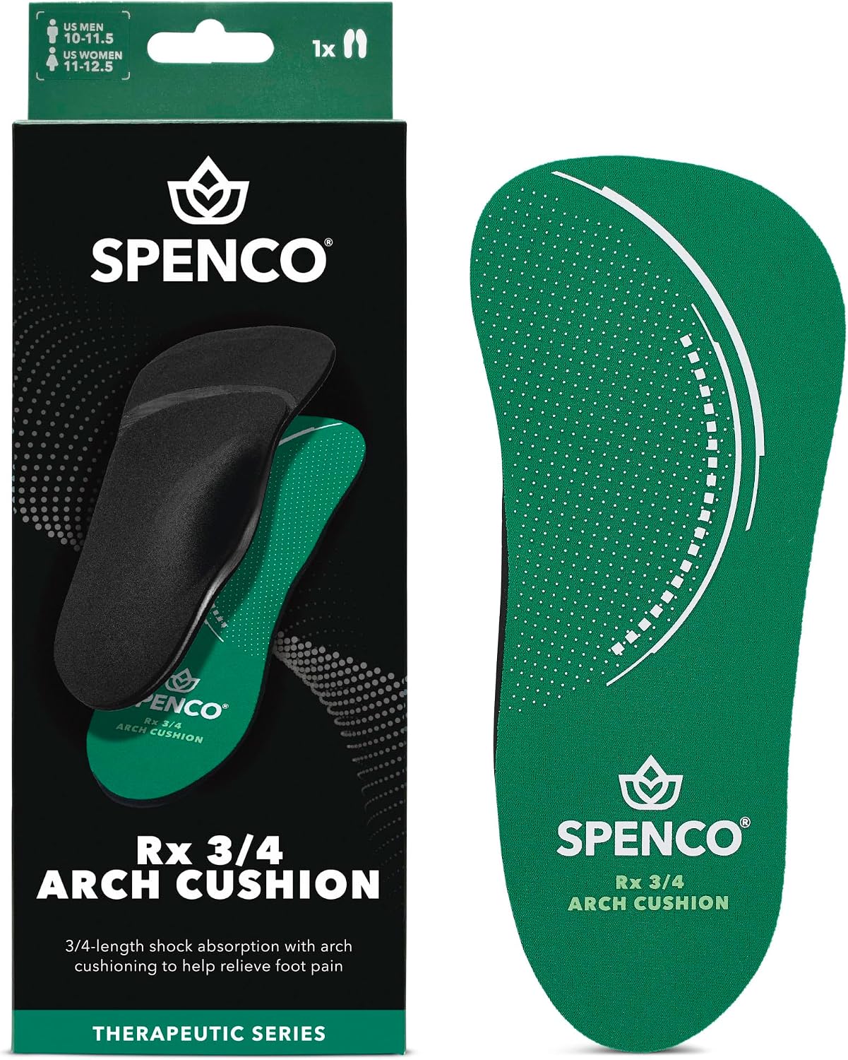 Spenco Rx Orthotic Arch Cushion 3/4 Length Comfort Support Shoe Insoles Women's 7-8.5/Men's 6-7.5