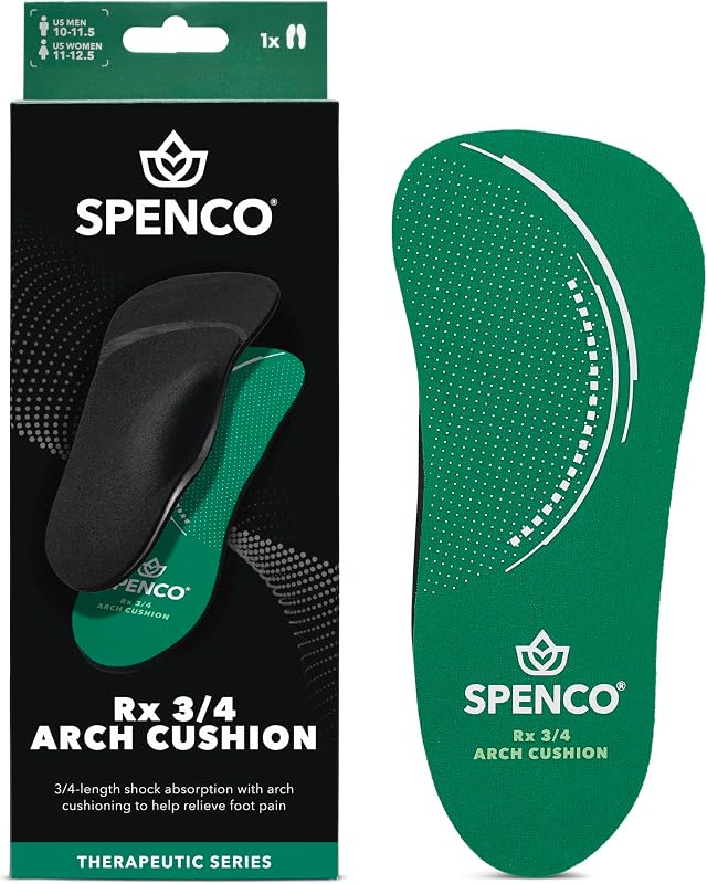 Rx Orthotic Arch Cushion 3/4 Length Comfort Support Shoe Insoles Women's 9-10/Men's 8-9