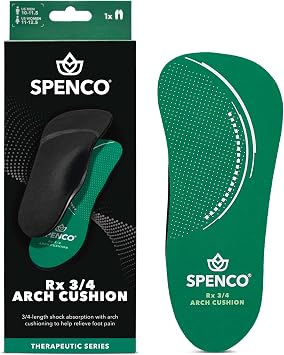 Spenco Rx Orthotic Arch Cushion 3/4 Length Comfort Support Shoe Insoles Womens 7-8.5/Mens 6-7.5