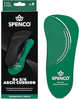 Rx Orthotic Arch Cushion 3/4 Length Comfort Support Shoe Insoles Women's 9-10/Men's 8-9