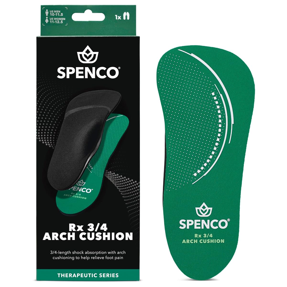 Spenco Rx Arch Cushion 3/4 Length Comfort Support Shoe Insole, Women's 9-10 /