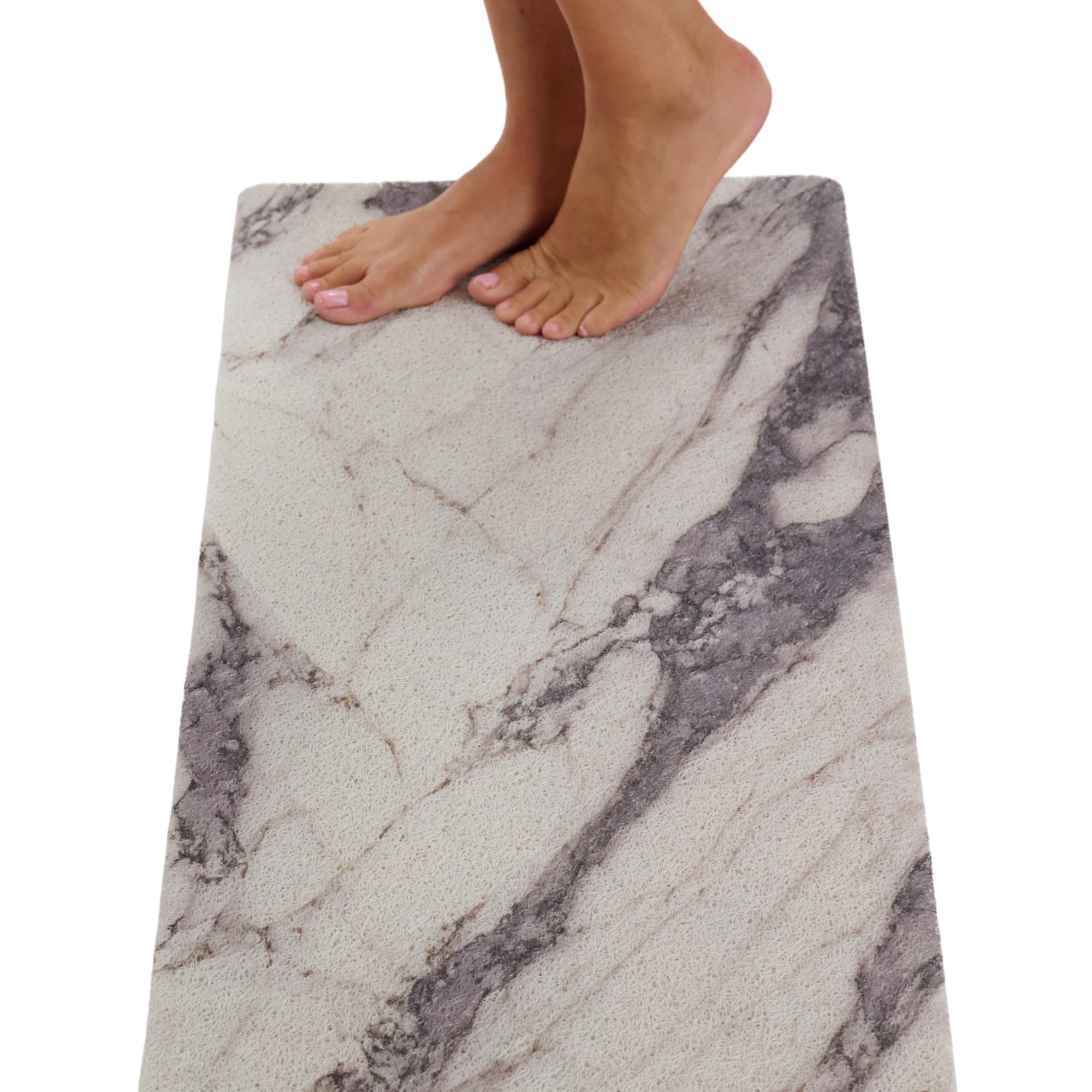 Non Slip Bathtub Mat Shower Mat for Tub - Loofah Bath Mats for Bathroom - 31x16 Bathtub Floor Mat - Textured Anti Slip Bath Mat Without Suction Cups - Secure Mat for Wet Areas (31x16 Marble Gray)