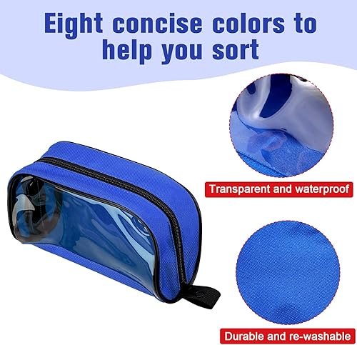 Miniatura 3 de Oudain 8 piezas Bolsa de primeros auxilios vacía 8 colores Bolsas de primeros auxilios portátiles Bolsa médica con cremallera y ventana transparente