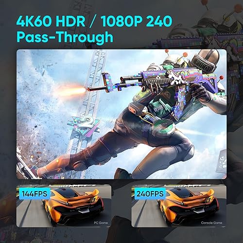 Miniatura 6 de Captura de videojuegos HDMI 4K 60fps y soporte de transferencia HDR y VRR, captura de 1080P 120fps para consola de juegos, transmisión en vivo y