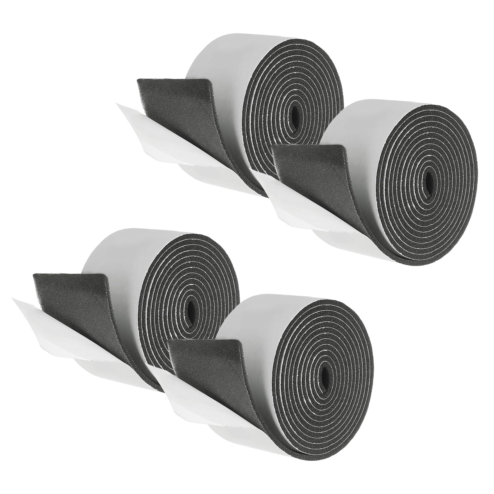 sourcing map Weather Stripping Door Seal, 4 Rolls 50mm x 3mm Adhesive Foam Tape Seal Soundproof Insulation Strips for Door Frame Window Gaps (26 Feet Total, 6.5 Feet/Roll)