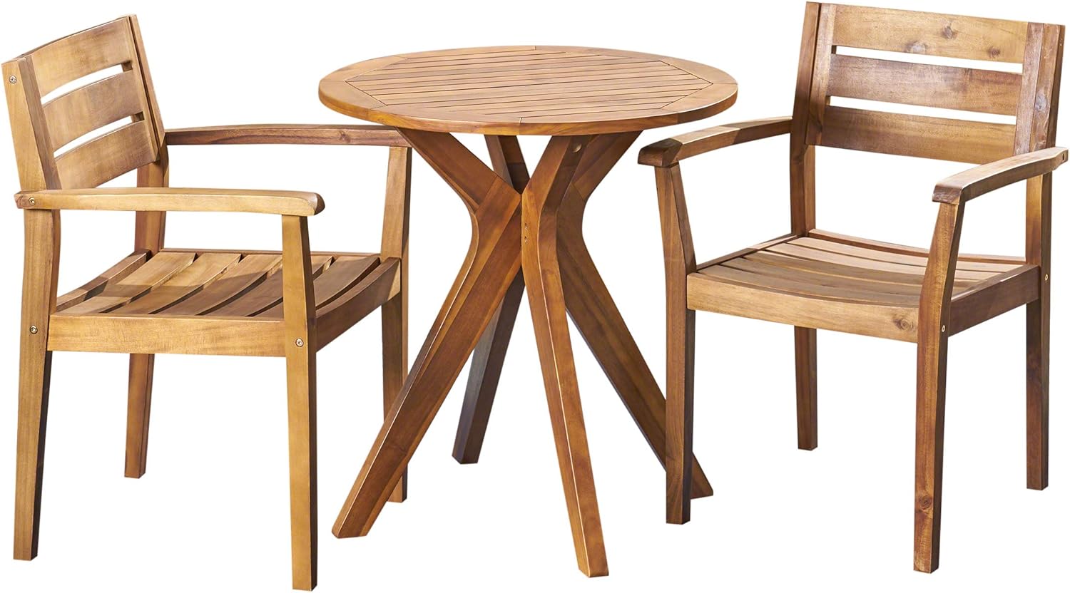 Christopher Knight Home Addison Outdoor 3 Piece Acacia Wood Bistro Set, Teak Finish