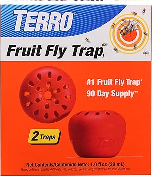 TERRO T2502 Ready-to-Use Indoor Fruit Fly Trap with Built in Window - 2 Traps + 90 day Lure Supply
