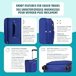 ATLANTIC Artisan III Carry-On Luggage — Lightweight, Water-Resistant Suitcase with 8 Spinner Wheels and Lockable Zipper Puller Heads — Blue, 19-inch