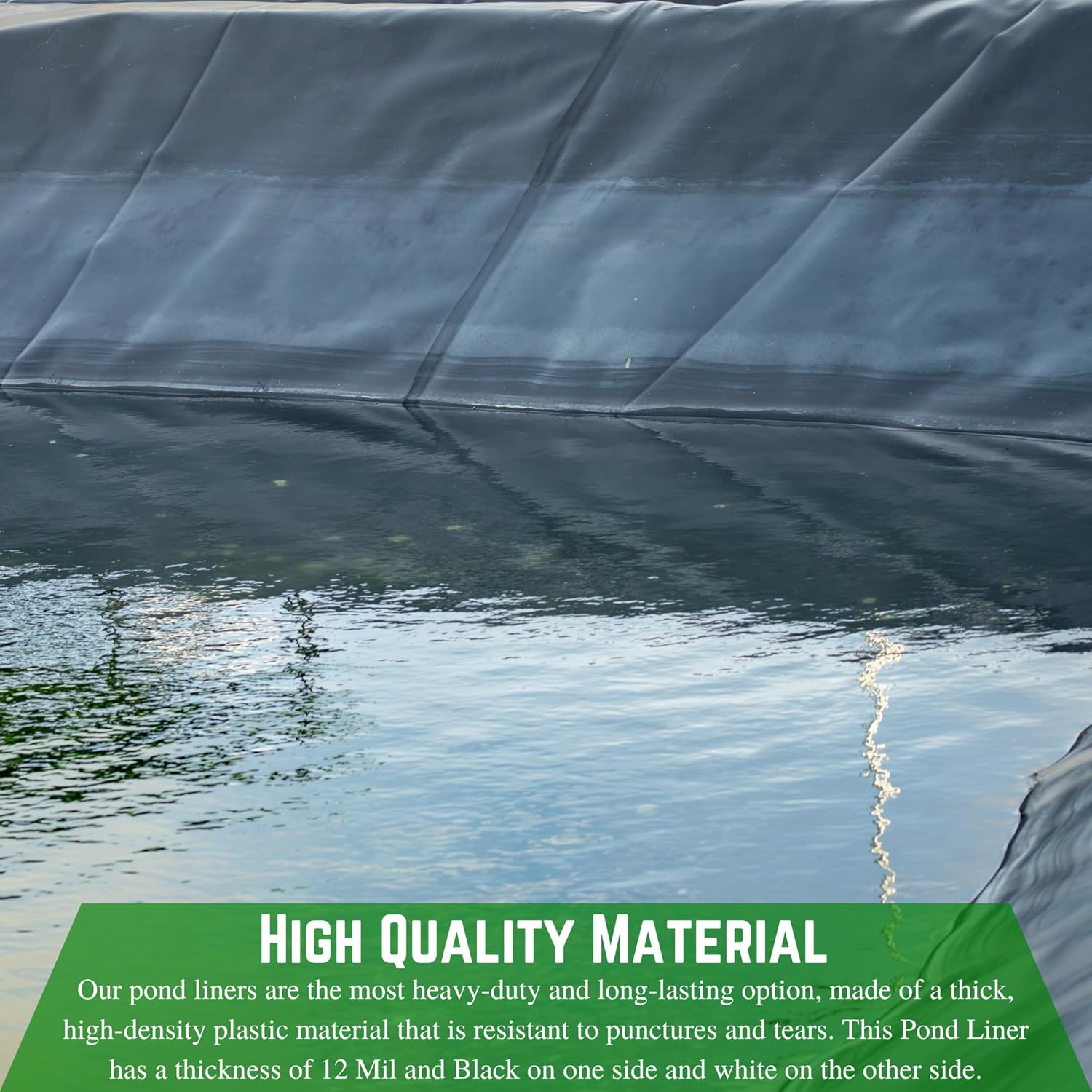 Farm Plastic Supply - 12 Mil String Reinforced Black/White Pond Liner - 12 Mil Fish Pond Liner, Pond Liners for Outdoor Ponds, Koi Ponds, Garden Fountain, Containment Liner (6' x 10')