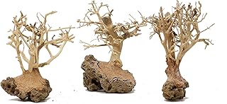 Bonsai Driftwood 3X Mini Aquarium Tree 3BS (3.5 Inch Height) Natural, Handcrafted Fish Tank Decoration | Easy to Install,3.5 inch (Pack of 1)