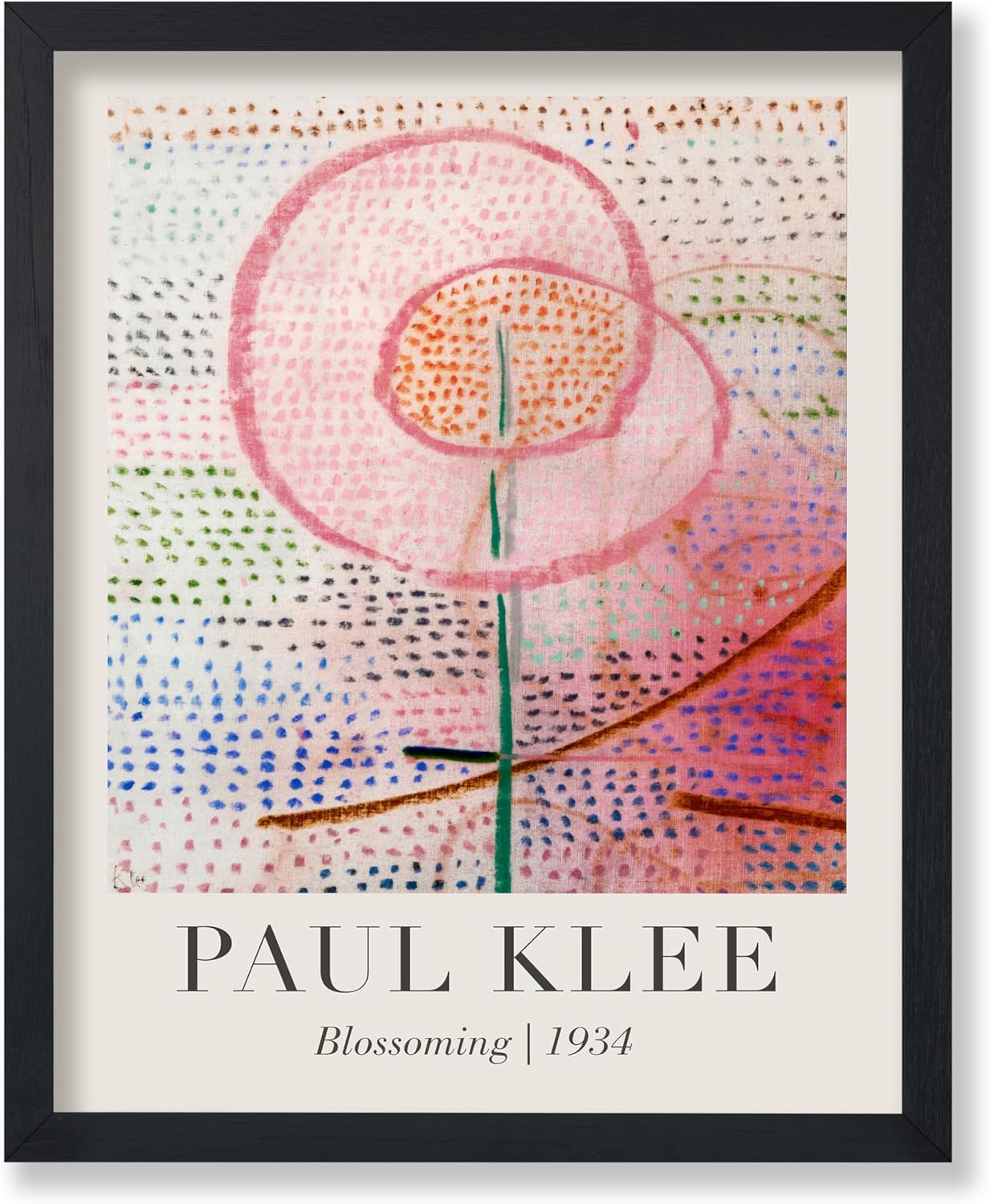 Poster Master Vintage Paul Klee Poster - Retro Blossoming Print - Pink Flower Art - Abstract Art - Gift for Men & Women - Floral Wall Decor for Bedroom, Living Room or Dorm - 16x20 UNFRAMED Wall Art