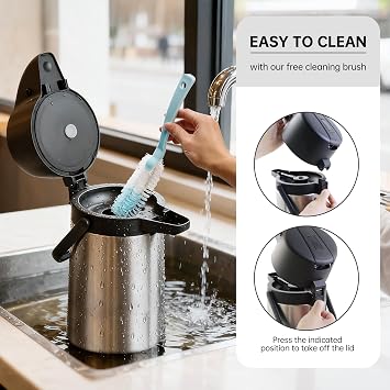Airpot Coffee Dispenser Thermal with Pump,1.9L/64 Oz Insulated Stainless Steel Large Airpot Coffee Carafe Lever Action for Hot/Cold Water,Thermal Carafe for Hot Cocoa for Parties