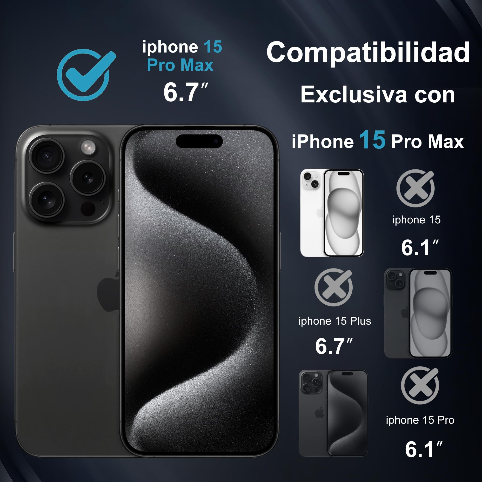 Autoban Protector Pantalla for iPhone 15 Pro Max 6,7 Pulgadas, 2 Piezas Cristal Templado Dureza 9H Protectora Antiarañazos Antihuellas sin Burbujas Ultra Resistente Bordo Negro