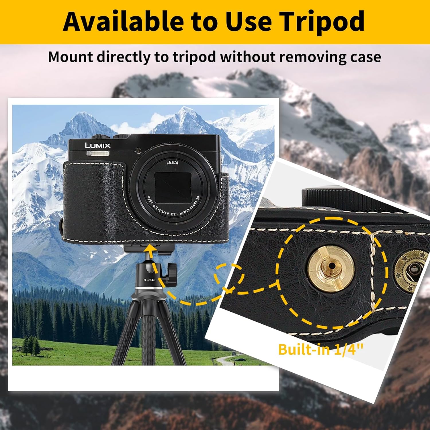 Rieibi ZS99 Camera case, PU Leather Camera Case for Panasonic Lumix DC-ZS99 Digital Camera, Detachable Protective Case with Adjustable Shoulder Strap, Beauty Cover