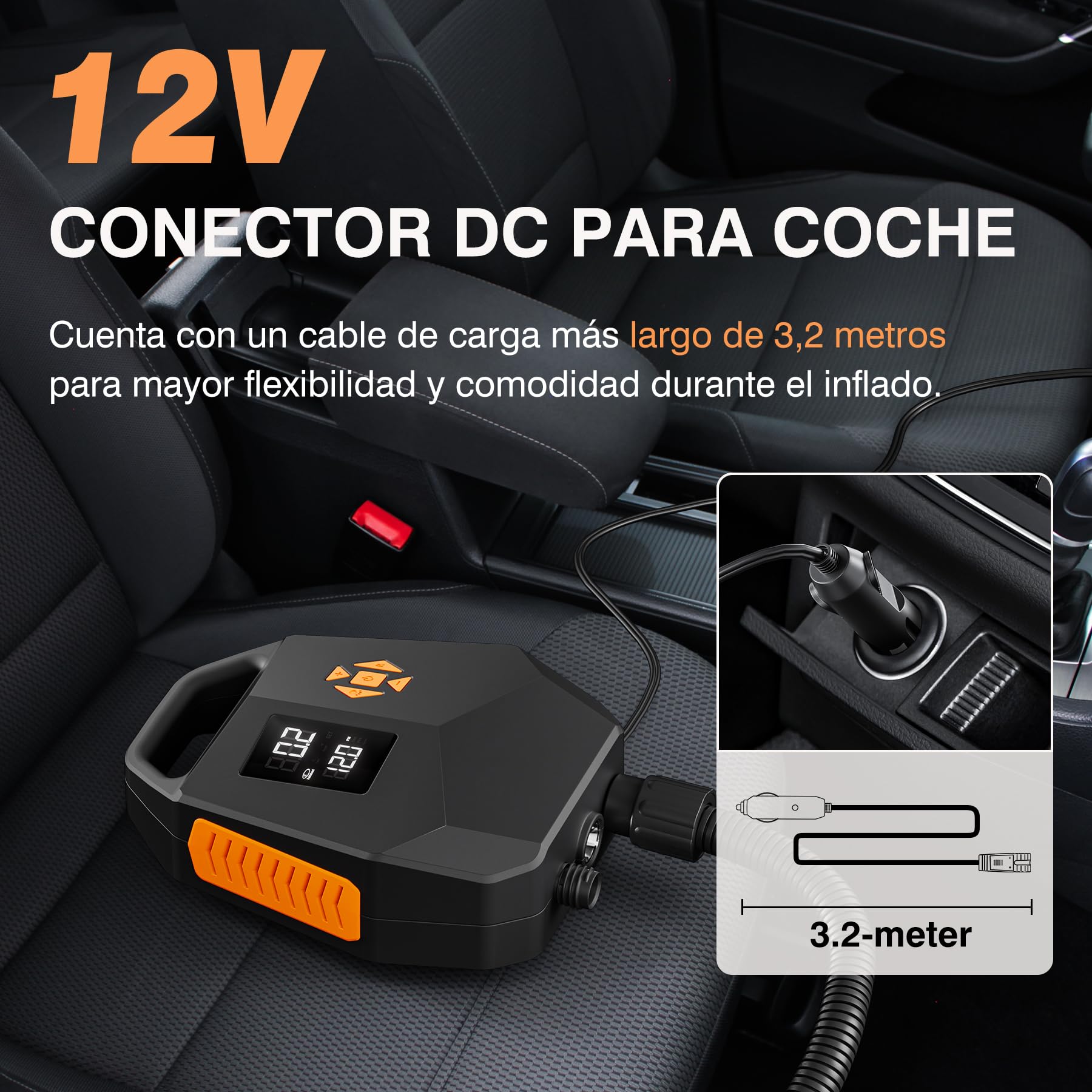 Bomba eléctrica SUP 20 PSI – Bomba de aire de doble motor con parada automática, adaptador de coche 12 V para tablas hinchables, kayaks, barcos – Inflado silencioso y rápido