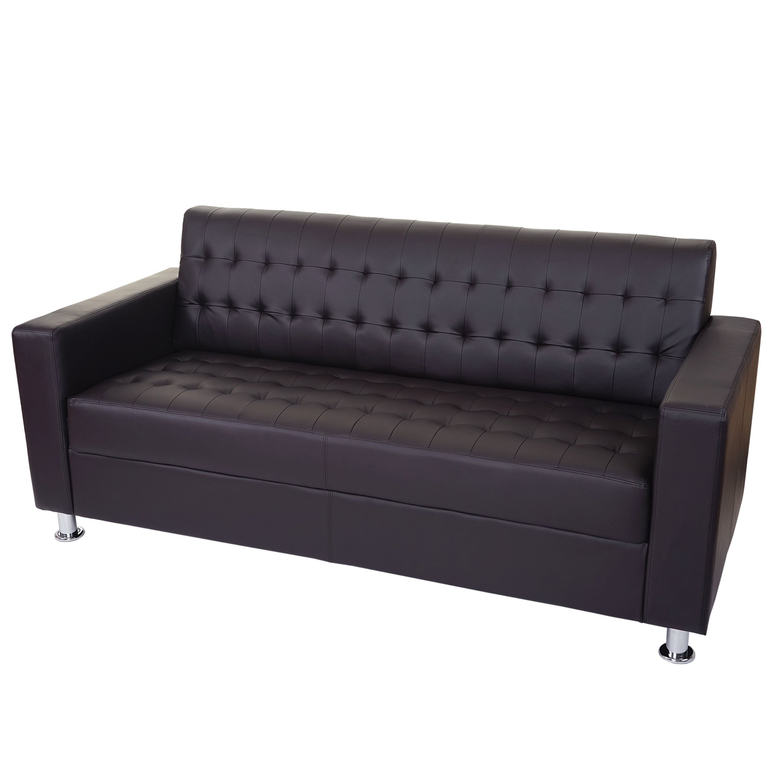 Mendler 3-1-1 Sofagarnitur Kunda-AM, Couch Loungesofa Kunstleder, Metall-Füße - Coffee