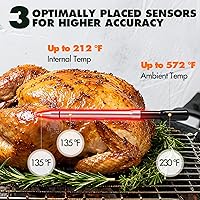 Vista 6 de AI Meat Thermometer Wireless, 500ft Long Range Smart Digital Bluetooth BBQ Thermometer for Grilling, Smoker, Oven, Kitchen Cooking (Dual Probe)