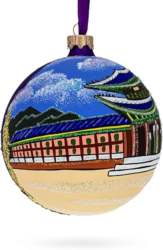 Miniatura 8 de Gyeongbokgung Palace, Seúl, Corea del Sur, bola de cristal adorno de Navidad 4 pulgadas