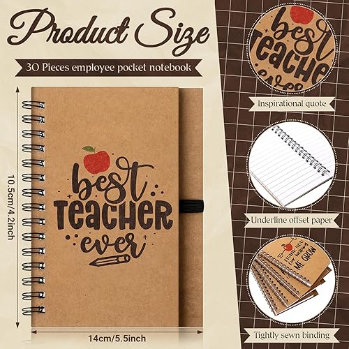 Miniatura 2 de Ctosree Juego de regalo de agradecimiento al profesor, bolígrafo motivacional de bambú, cuaderno en espiral, bolígrafos inspiradores para