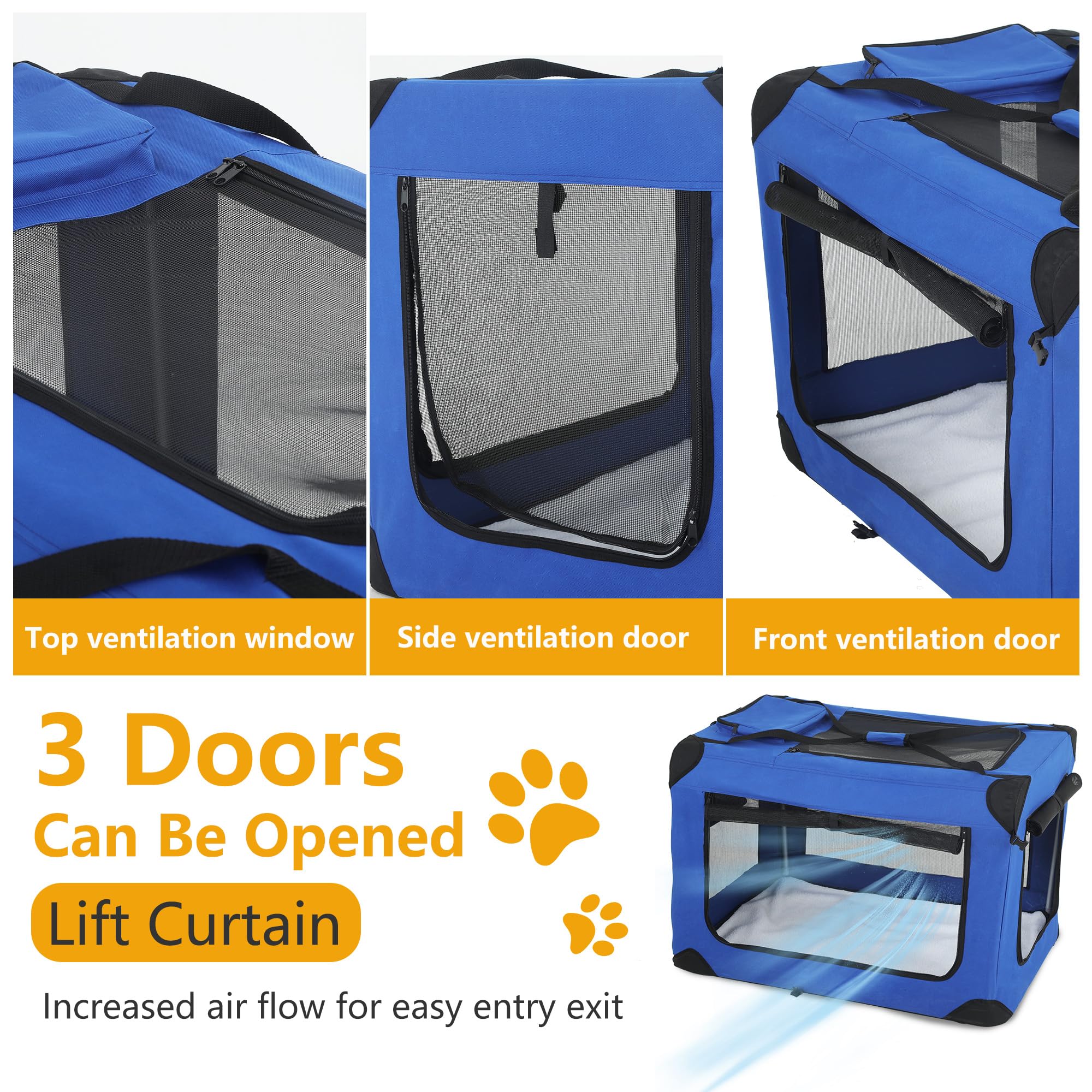 Snapklik.com : BestPet 36 Inch Collapsible Dog Crate For Medium Dogs, 3 ...