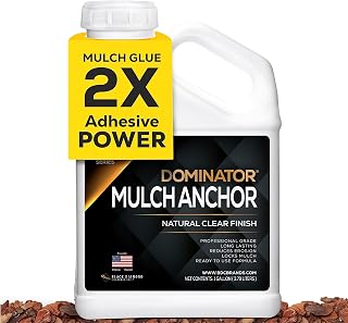 DOMINATOR Mulch Anchor 1 Gallon - Mulch Lock and Pea Gravel Stabilizer, Ready to Use Spray, Lasts up to 2 Years, Fast-Dry, Non-Toxic, Strong Mulch Glue for Landscapes