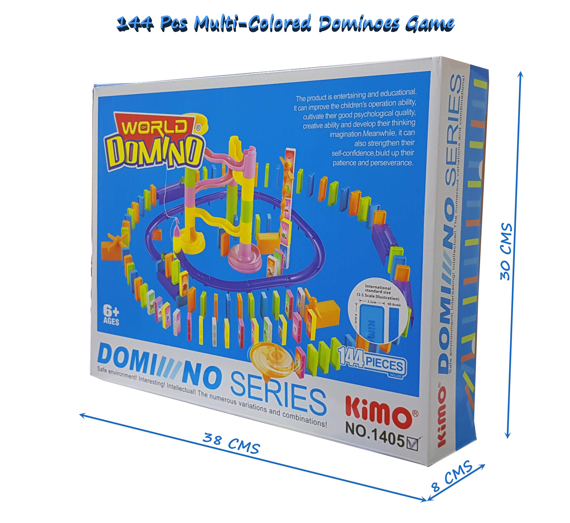 Magicwand® Set of 144 Multi-Colored Educational Domino Rally Building Blocks Racing Tile Game【144 Pcs】