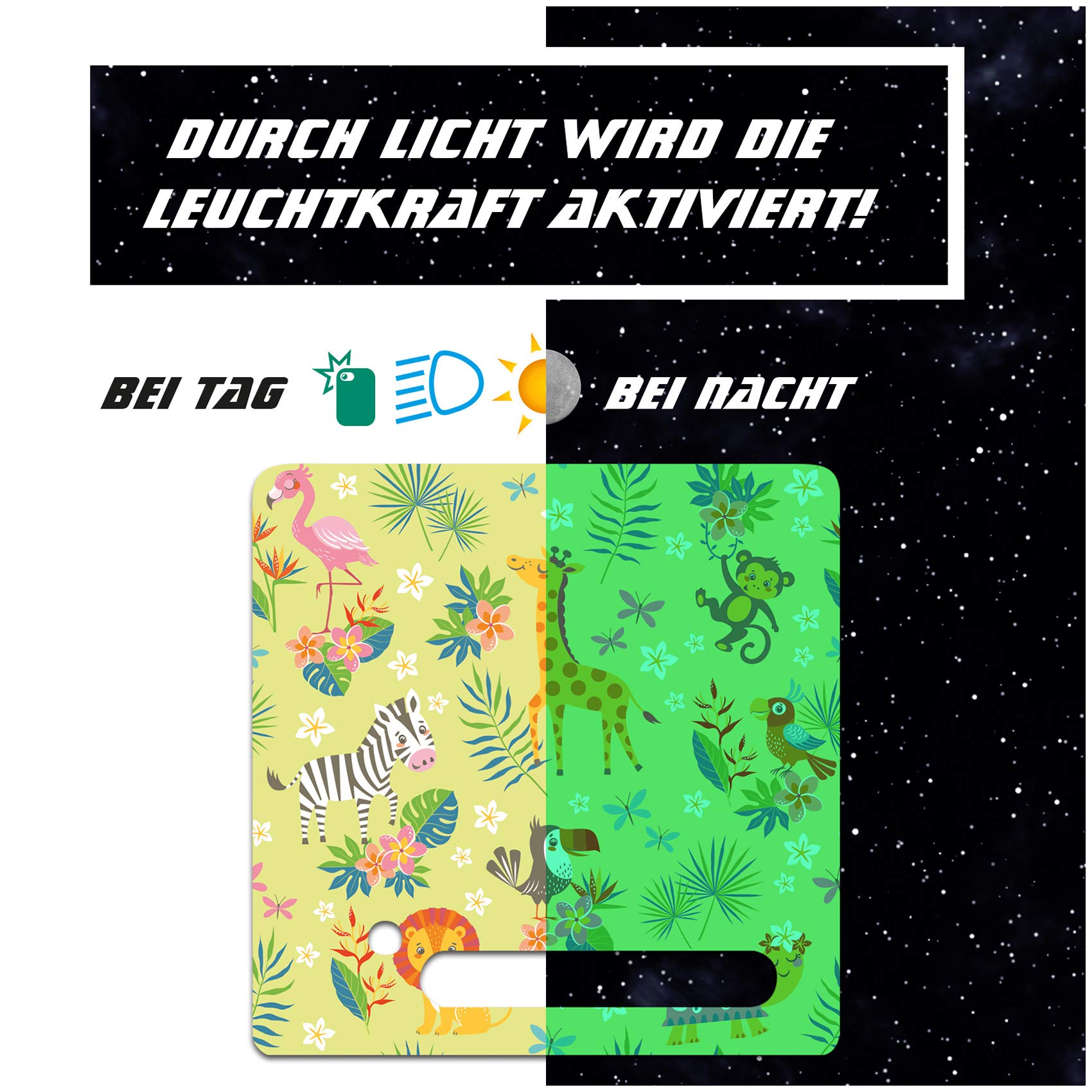 yabaduu Protective Film, Protective Cover, Luminous Stickers for Toniebox, Perfect Fit, Self-Adhesive, Child-friendly Film for Children, Toys (Y031-20 Africa Animals, Glow in the Dark)