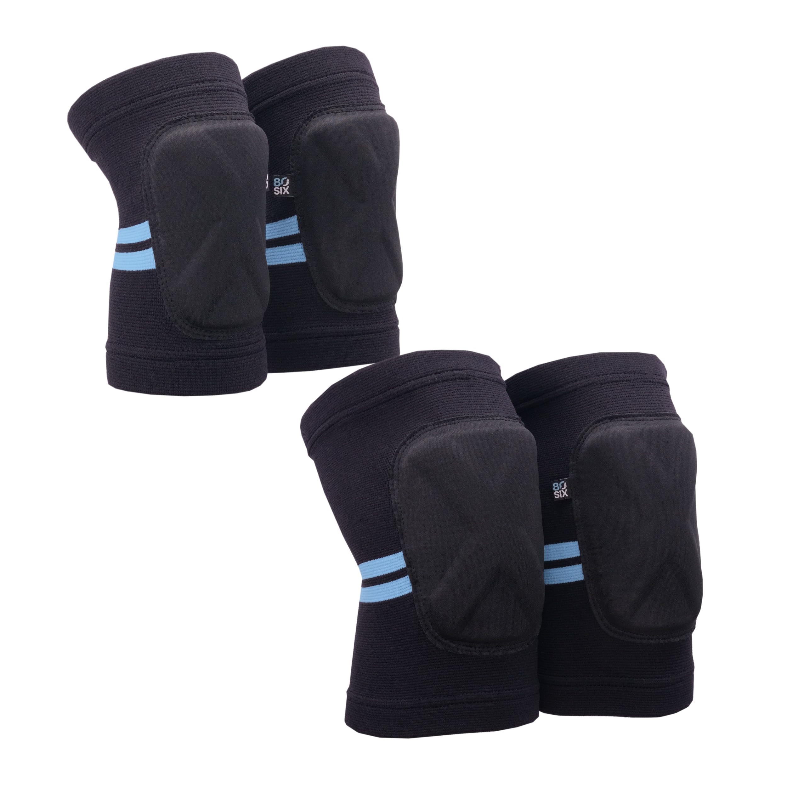 80Six Stealth Pad Set – Soft Shock-Absorbing Knee and Elbow Protectors for Kids and Adults – Ideal for Skateboarding, Scooters, Cycling, Volleyball and E-Mobility – Black, S/M