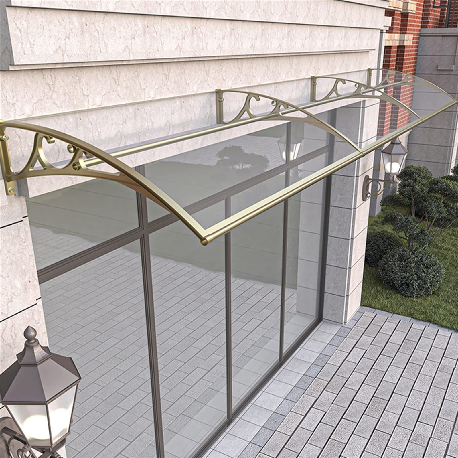 Auvent de porte d'entrée haut de gamme en polycarbonate incurvé pour terrasse et porche