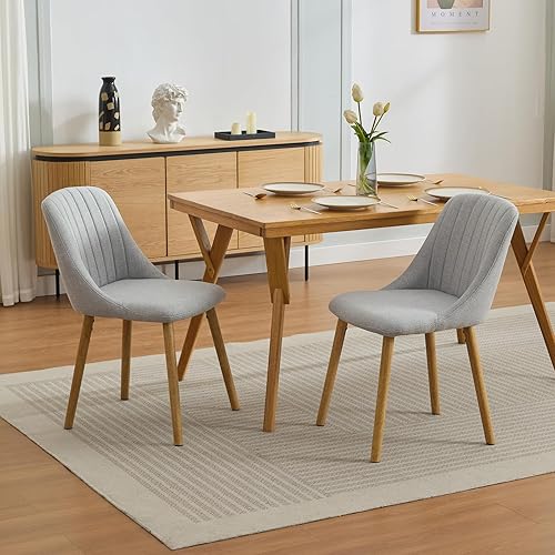 Juego de 2 sillas de comedor con respaldo de asiento tapizado y patas de metal, silla decorativa de tela contemporánea, silla de comedor moderna de
