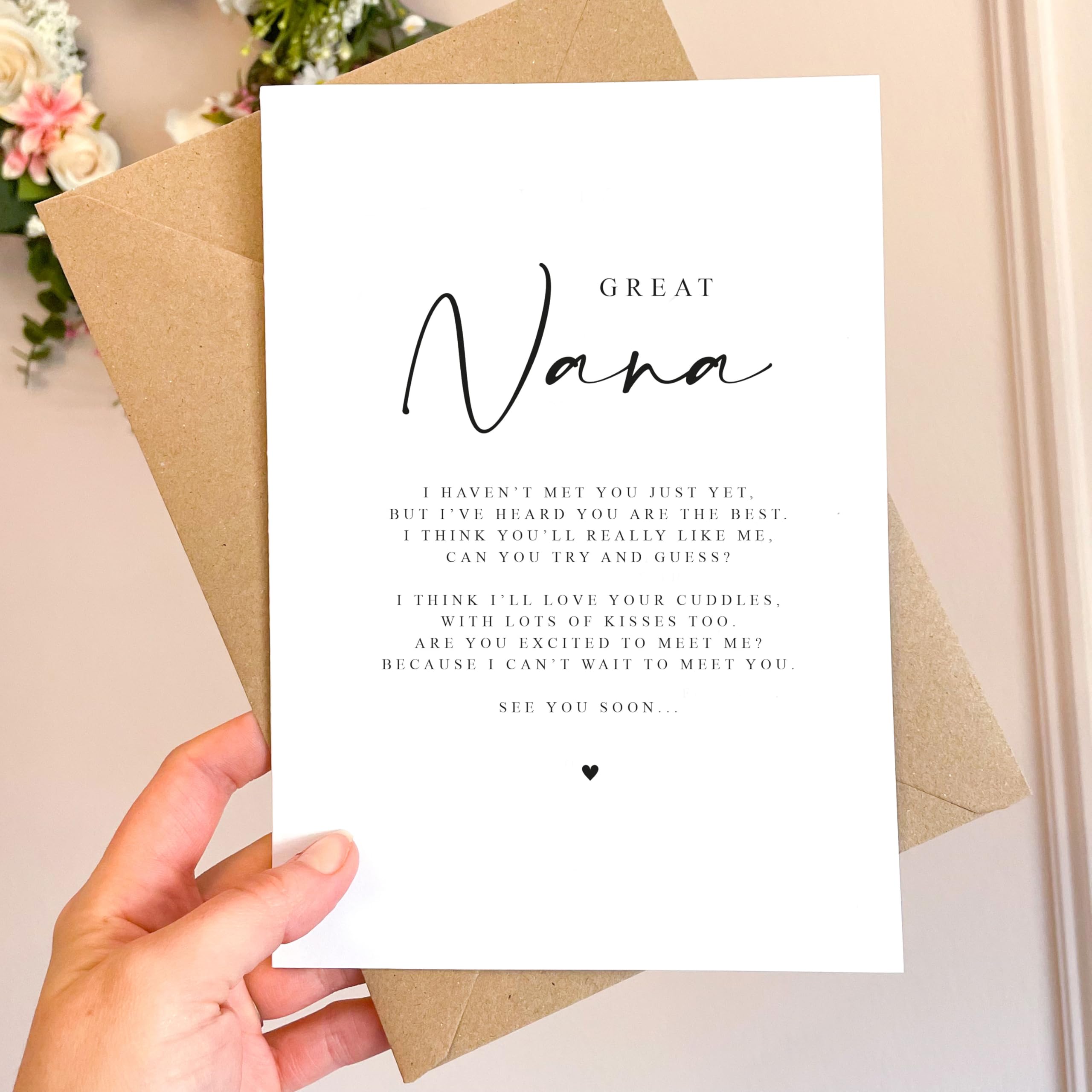 Great Nana to be Poem Pregnancy Announcement A5 Card with envelope, Pregnancy Reveal, Great Nana to be, Grandparent to be Reveal Card