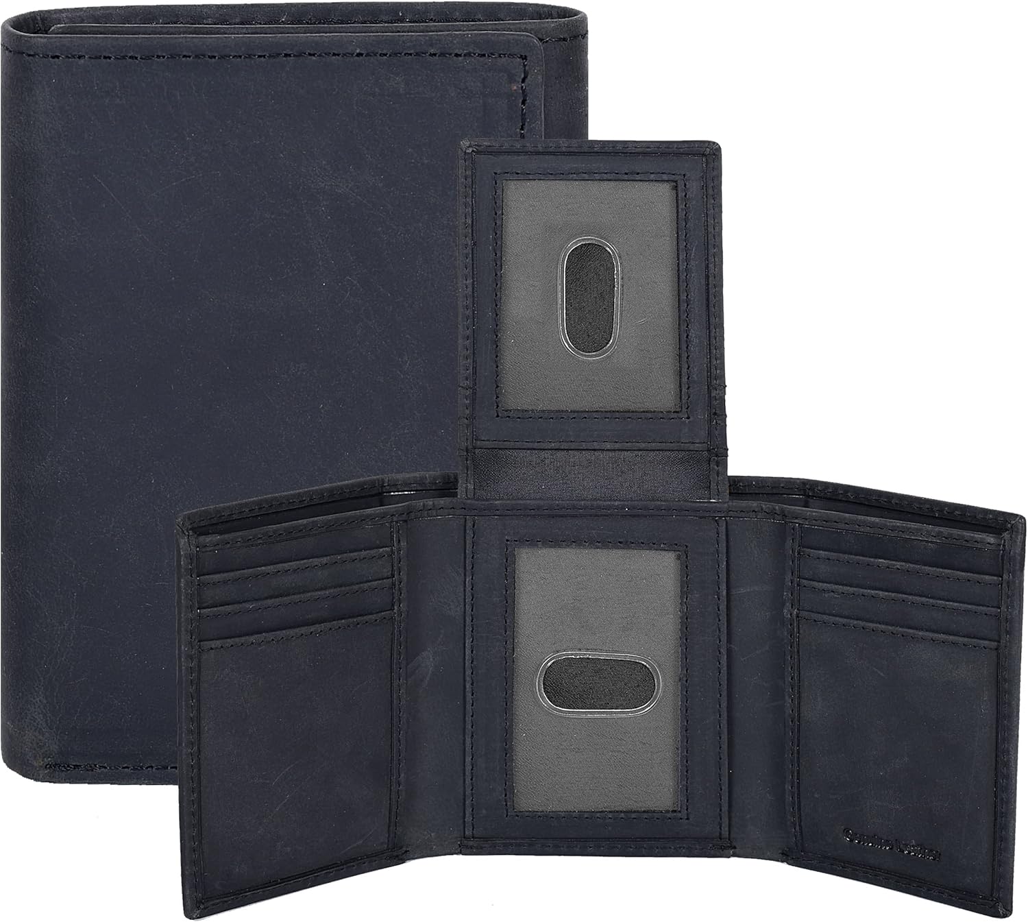 Real Leather Mens Trifold Wallet RFID Blocking Slim Minimalist Front Pocket - Thin & Stylish with ID Window in Gift Box