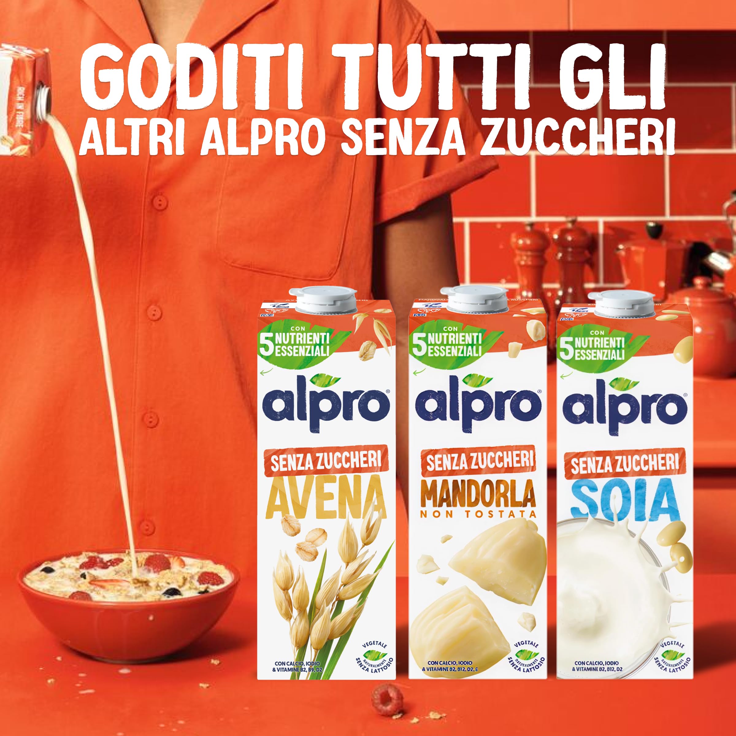 ALPRO SENZA ZUCCHERI, Bevanda al COCCO, 100% vegetale con vitamine B2, B12 e D (8 confezioni x 1 Litro)