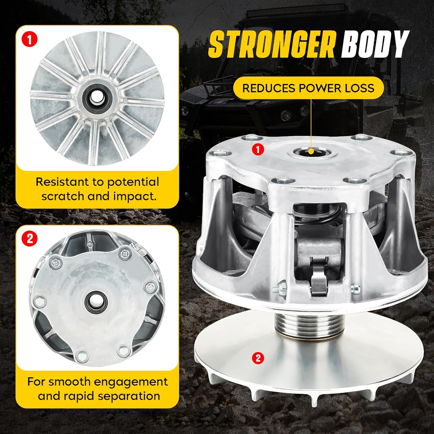 Primary Clutch with Spring Compatible with Polaris Sportsman 500 HO 1998-2005/Magnum 330 325 500 4x4 2000 2001 2002 -Replace for 1321706 Aluminium Drive Clutch