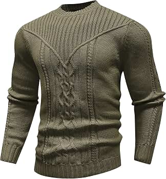 SAVKOOV Men's Pullover Long Sleeve Crewneck Knitted Sweater