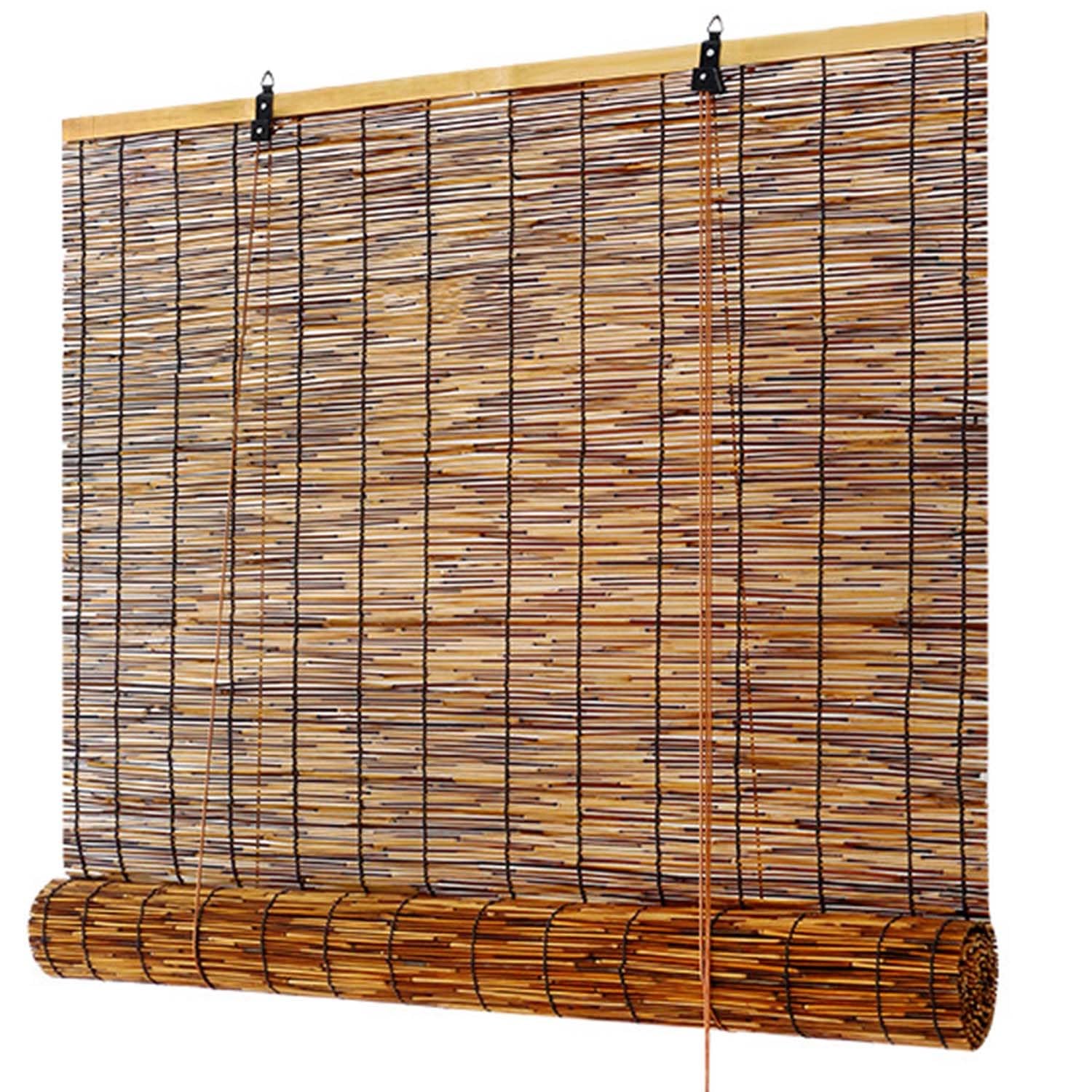 Bamboo Shades Outdoor Patio Bamboo Roller Blinds W 26" 34" 42" 48" 52" 54" 60" 66" 72" Light Filtering Bamboo Roll Up Window Blinds, Cordless Shades