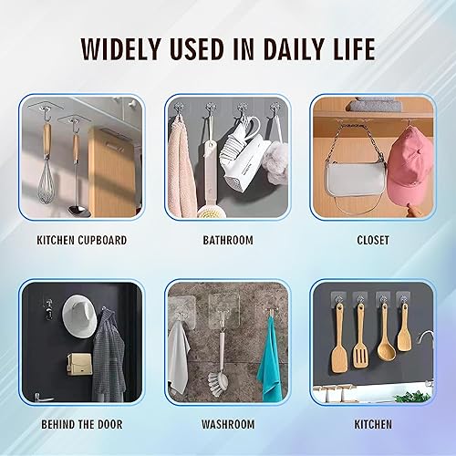 Miniatura 7 de Carespot - Ganchos de pared autoadhesivos para colgar, ganchos para puerta de pared, ganchos adhesivos extra fuertes para colgar abrigos, ropa,