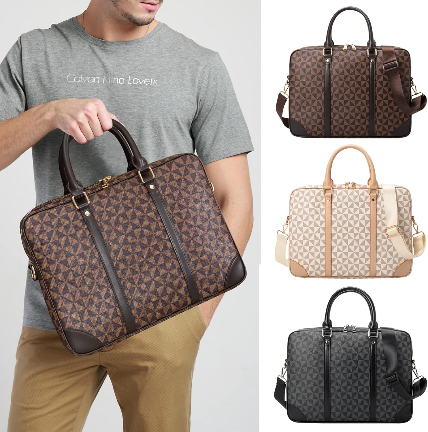 Designer Briefcase 15.6 Laptop Bag,Computer Tote Bag Handbag Shoulder Bag Satchel for Office Business Travel