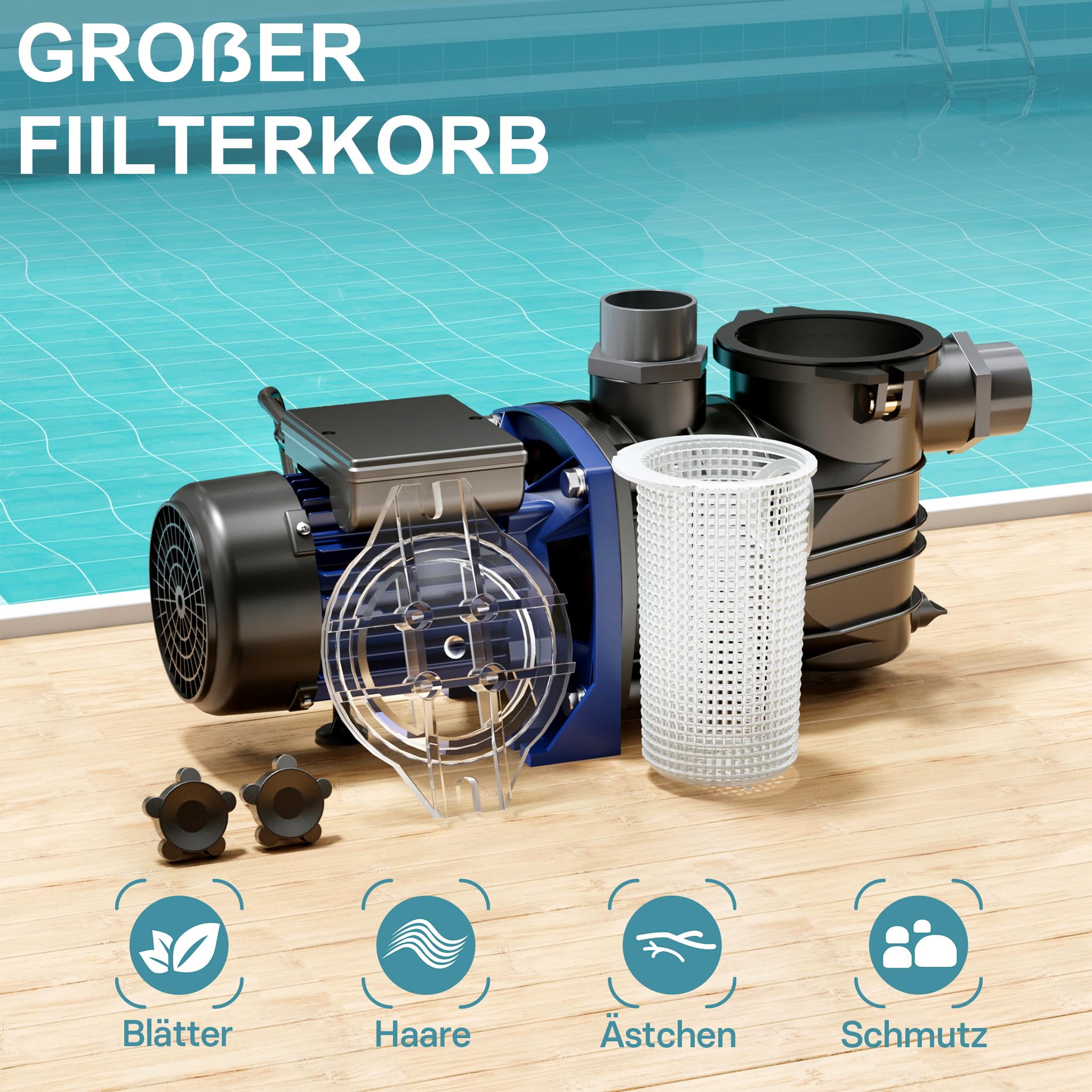 Pool Pumpe 17700 l/h 1100 W Schwimmbadpumpe Filterpumpe Umwälzpumpe Pool