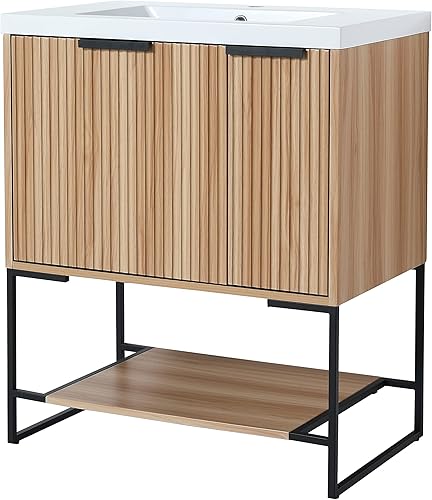 B0BS3VZNK7_image_9 HomSof Tocador de baño independiente con lavabo de resina 30 pulgadas arce