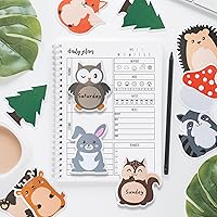 Vista 4 de Xqumoi 30 paquetes de notas adhesivas con animales del bosque, total 600 hojas, notas autoadhesivas con forma de búho, ardilla y conejo de dibujos