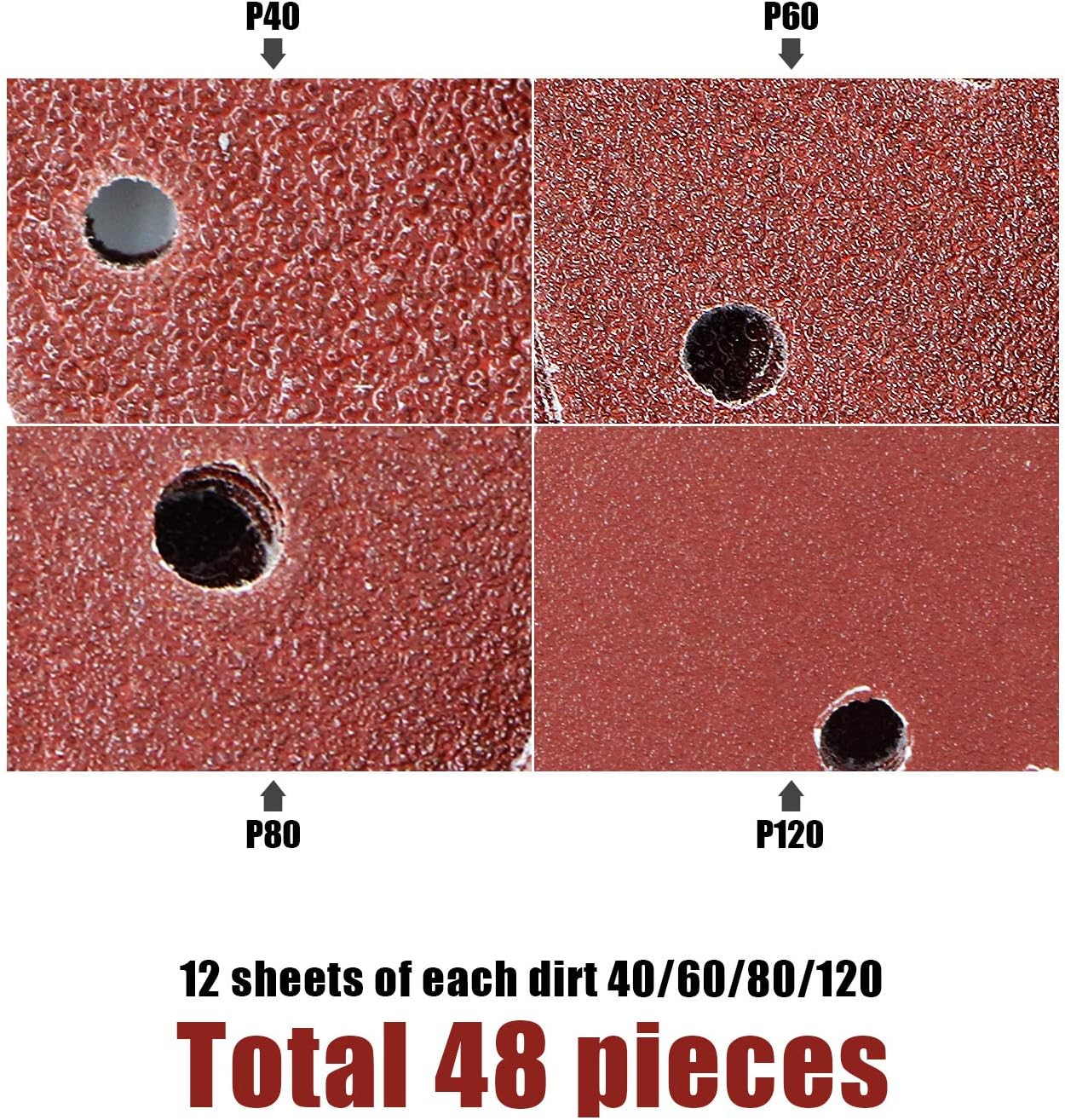 48 Pieces Mouse Sander Pads Mouse Detail Sanding Sheets Sandpaper with Extra 2 Tips for Replacement Hook and Loop Assorted 40/60/ 80/120 Grits to Fit Black and Decker Detail Palm Sander - Image 4