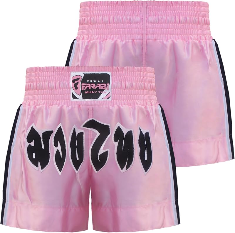 Farabi Sports Mujeres Muay Thai Shorts Rosa Señoras Mujer MMA Entrenamiento Shorts Artes Marciales Boxeo Shorts