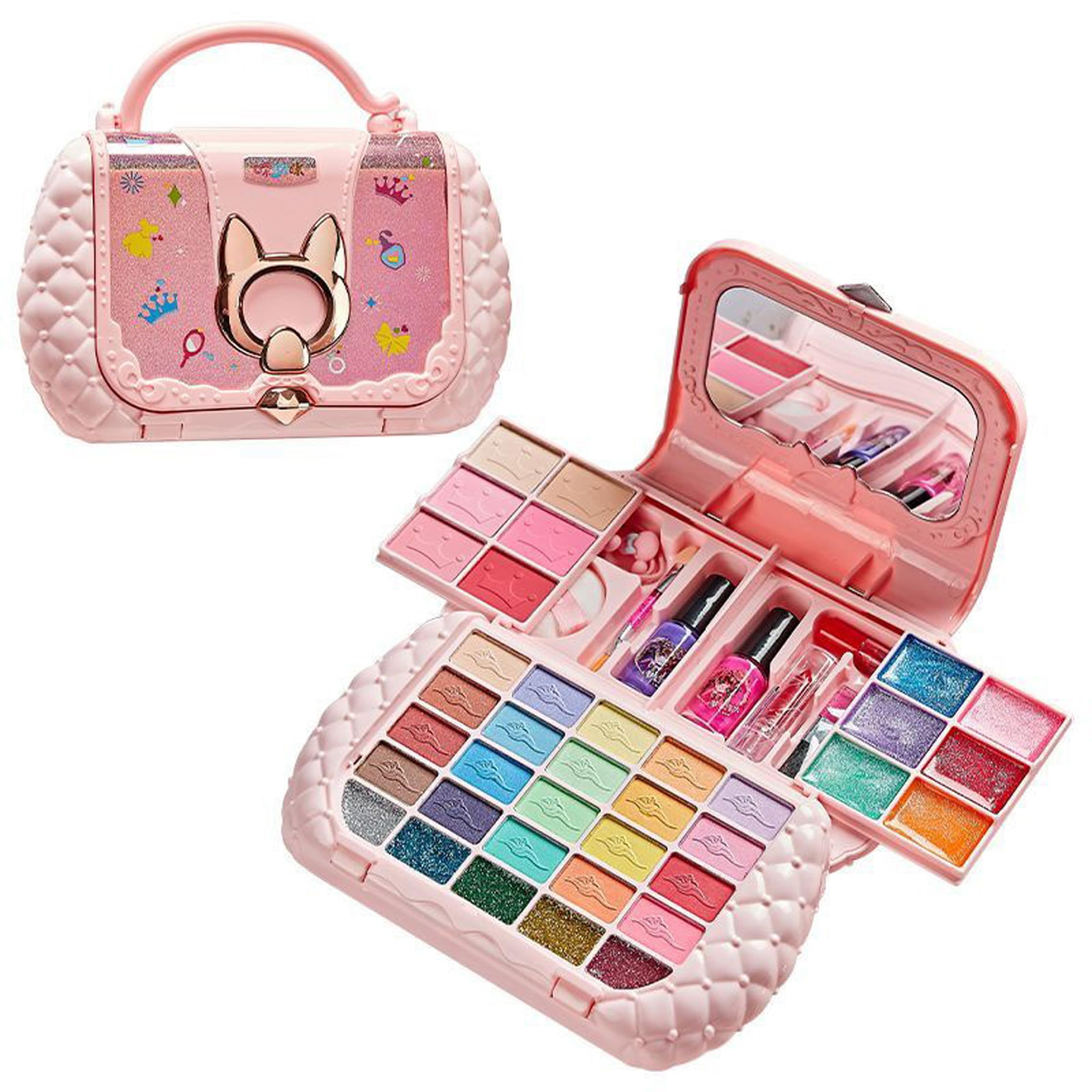 Kit de Maquillaje para niños, Kit de Maquillaje Lavable para niños pequeños con Almacenamiento Multicapa, Bolso portátil para niñas de 8 a 12 años