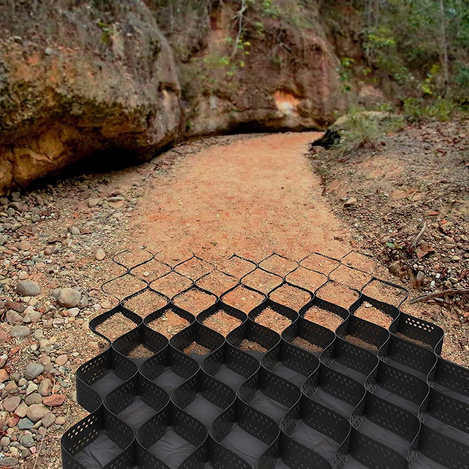 Griglia per terreno resistente, capacità di carico di 7,6 cm, sistema di stabilizzazione permeabile in profondità, per cortili, passerelle, capanni, basi per veicoli leggeri, vialetti, parcheggi, erba